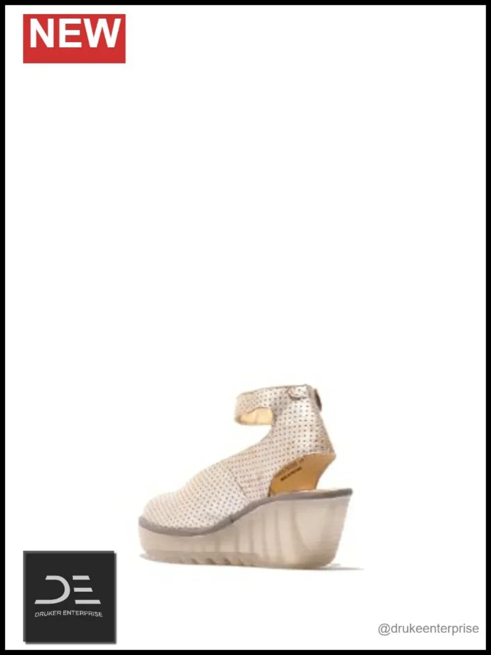 FLY London Wedge Sandals Leather Cushioned Insole Ankle Strap Open Toe Women's